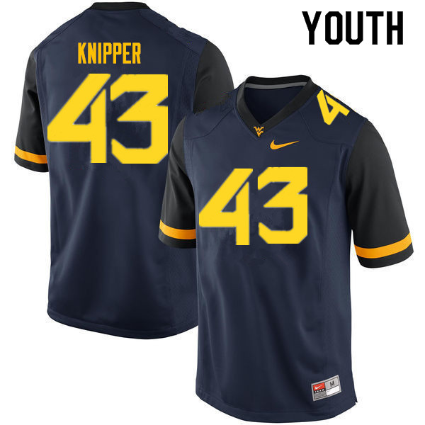 Youth #43 Jackson Knipper West Virginia Mountaineers College Football Jerseys Sale-Navy - Click Image to Close